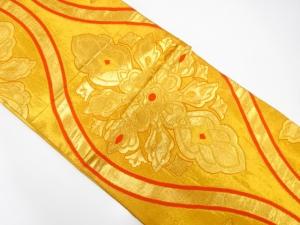アンティーク　花立涌模様織り出し丸帯（着用可）